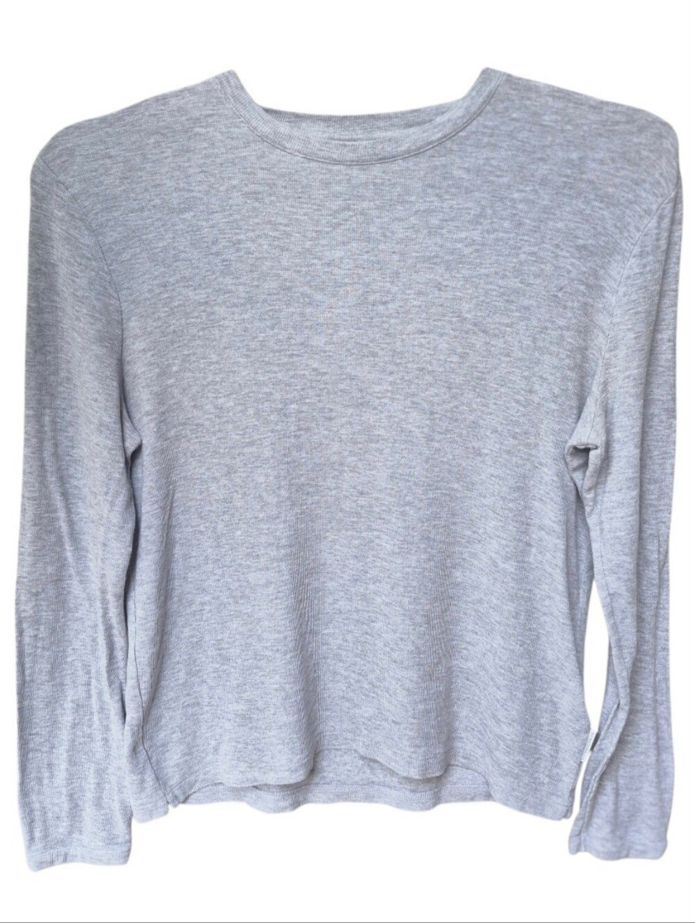 NNO7 No Nationality Clive Waffle Knit Long Sleeve Tee Cotton Modal Gray Size L